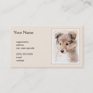 Shetland Sheepdog Puppy Malerei Original Dog Art Visitenkarte