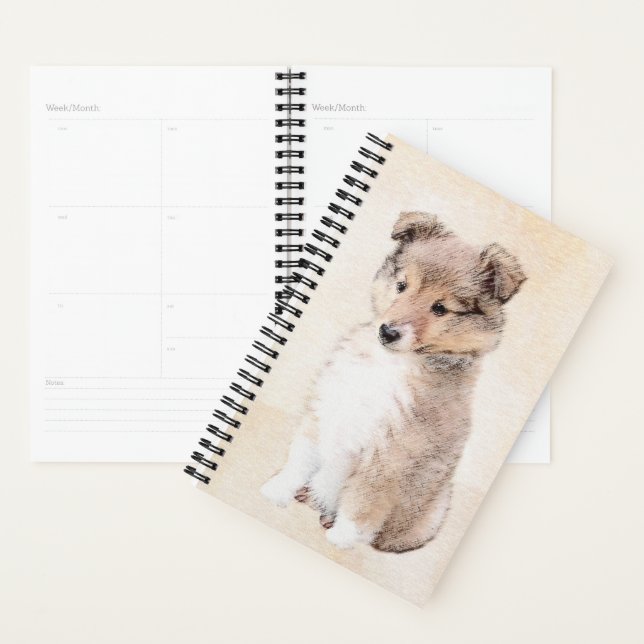 Shetland Sheepdog Puppy Peinture Chien original ar (Devant avec enveloppe)