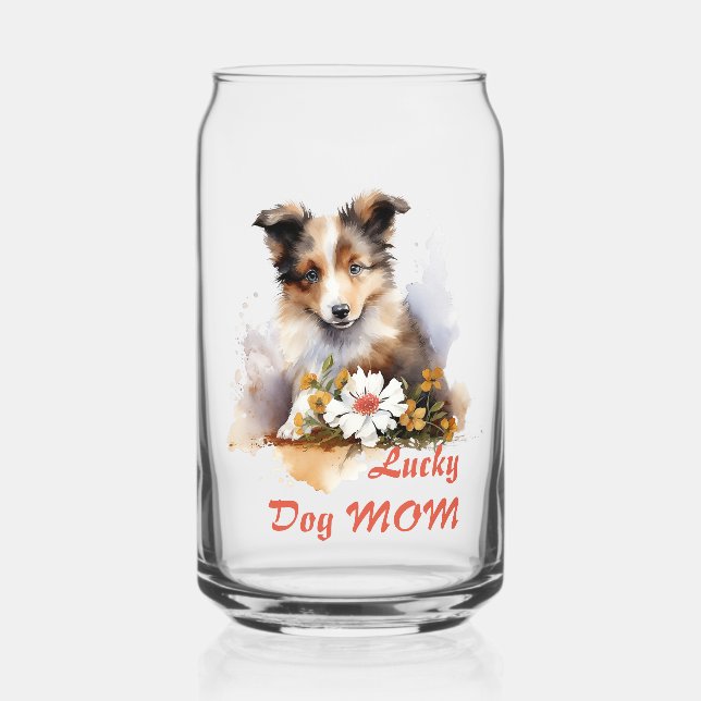 Shetland Sheepdog Puppy Pet Blume Dosenglas (Vorderseite)