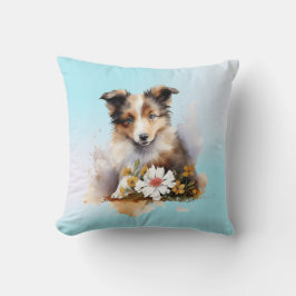Shetland Sheepdog Puppy Pet Blume Kissen
