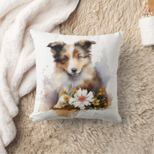 Shetland Sheepdog Puppy Pet Blume Kissen