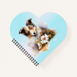 Shetland Sheepdog Puppy Pet Blume Notizbuch
