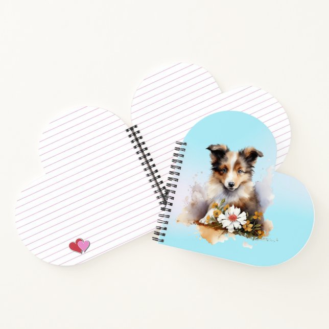 Shetland Sheepdog Puppy Pet Blume Notizbuch (Innenseite)