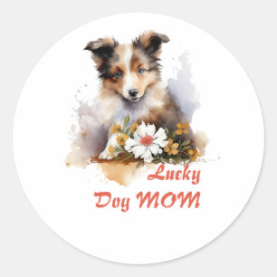 Shetland Sheepdog Puppy Pet Blume Runder Aufkleber
