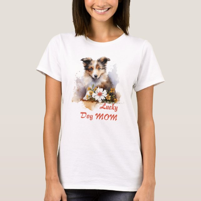 Shetland Sheepdog Puppy Pet Blume T-Shirt (Vorderseite)