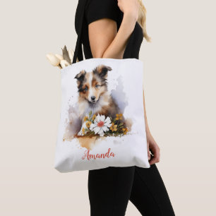Shetland Sheepdog Puppy Pet Blume Tasche