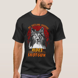 Shetland Sheepdog Rides Shotgun Halloween T-Shirt
