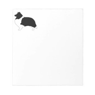Shetland Sheepdog Schwarz-Weiß-Silhouette Notizblock