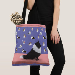 Shetland Sheepdog: Schwarzer Sheltie auf Lila Tasche