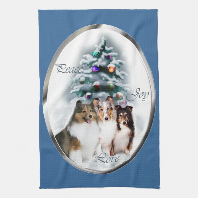 Shetland Sheepdog Sheltie Christmas Küchentuch (Vertikal)