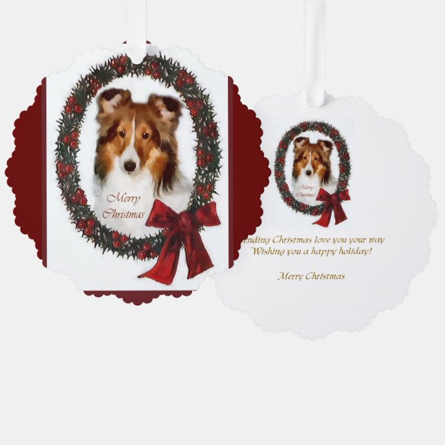 Shetland Sheepdog Sheltie Christmas Ornament Karte (Vorderseite/Rückseite)