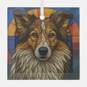 Shetland Sheepdog Sheltie Dog "Stached Glass" Ornament Aus Glas