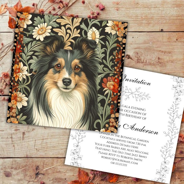 Shetland Sheepdog Sheltie Garden Tapestry Invites Dankeskarte (Von Creator hochgeladen)