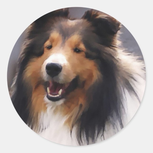 Shetland Sheepdog Sheltie Geschenke Runder Aufkleber (Vorderseite)
