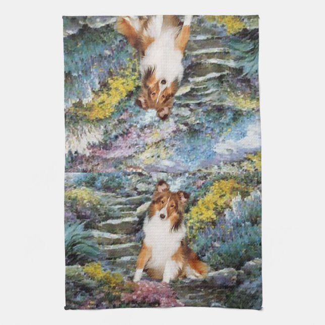 Shetland Sheepdog Sheltie Kunst Geschenke Handtuch (Vertikal)
