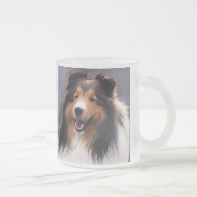 Shetland Sheepdog Sheltie Kunst Geschenke Mattglastasse (Rechts)
