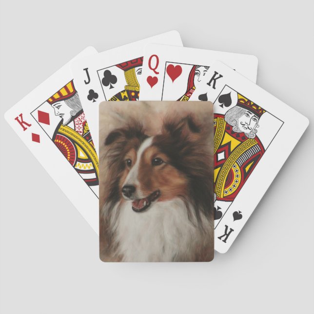 Shetland Sheepdog Sheltie lächelnd Spielkarten (Rückseite)