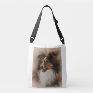 Shetland Sheepdog Sheltie lächelnd Tragetaschen Mit Langen Trägern
