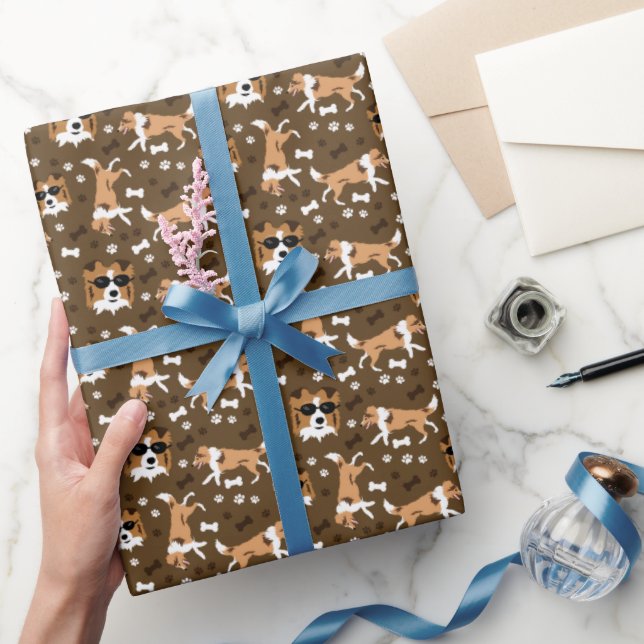 Shetland Sheepdog Shelties Brown Wrapping Paper Geschenkpapier (Schenken)