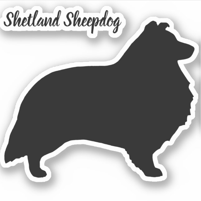 Shetland Sheepdog Silhouette Hund Vinyl Sticker (Vorderseite)