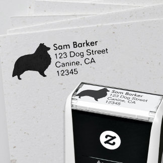 Shetland Sheepdog Silhouette Rücksendeadresse Permastempel