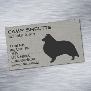 Shetland Sheepdog Silhouette Sheltie Wood Style Magnetische Visitenkarte
