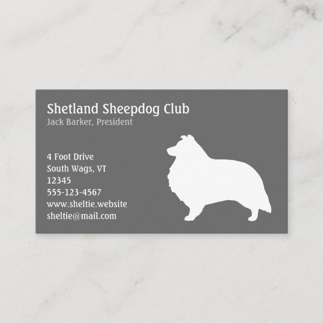 Shetland Sheepdog Silhouette Visitenkarte (Vorderseite)