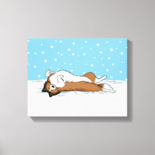 Shetland Sheepdog Snow Dog Sheltie Winter Holiday Leinwanddruck
