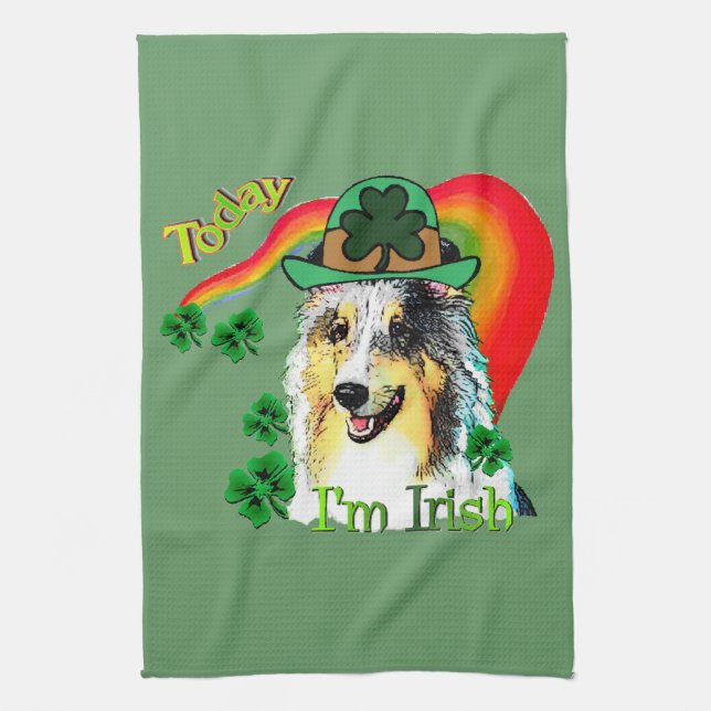 Shetland Sheepdog St Patricks Geschirrtuch (Vertikal)