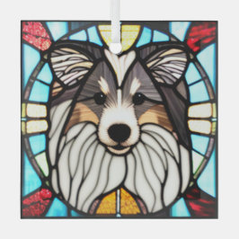 Shetland Sheepdog "Stached Glass" Ornament Aus Glas