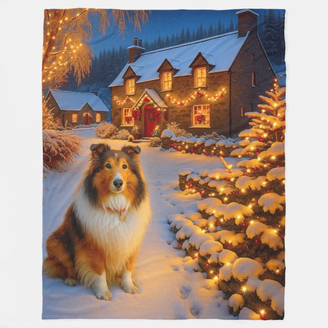 Shetland Sheepdog Urlaub  Fleecedecke (Vorderseite)