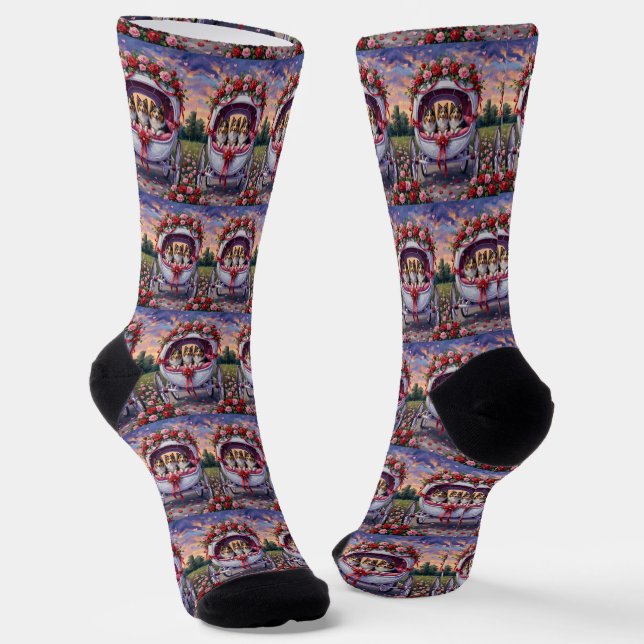 Shetland Sheepdog Valentinstag  Socken (Gewinkelt)