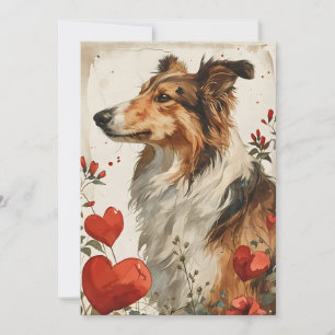 Shetland sheepdog Vintag Valentinstag Feiertagskarte