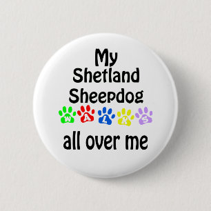 Shetland Sheepdog Walking Design Button