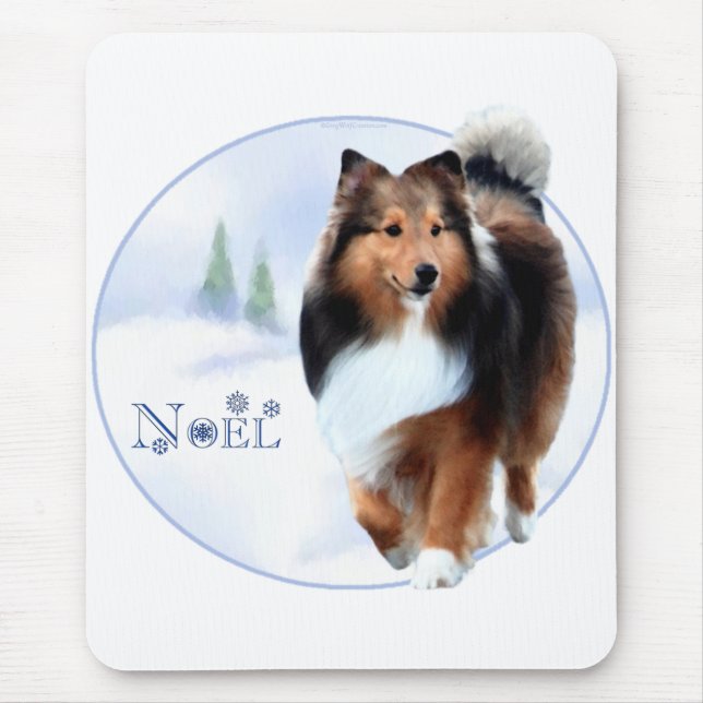Shetland Sheepdog Weihnachten Mousepad (Vorne)