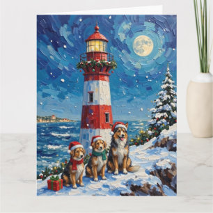 Shetland Sheepdog Weihnachts Leuchtturm Urlaub Karte