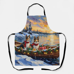 Shetland Sheepdog Weihnachtsboot Urlaub Schürze