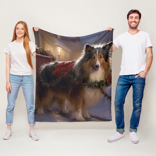 Shetland Sheepdog Weihnachtsfeiertage Fleecedecke (Beispiel)