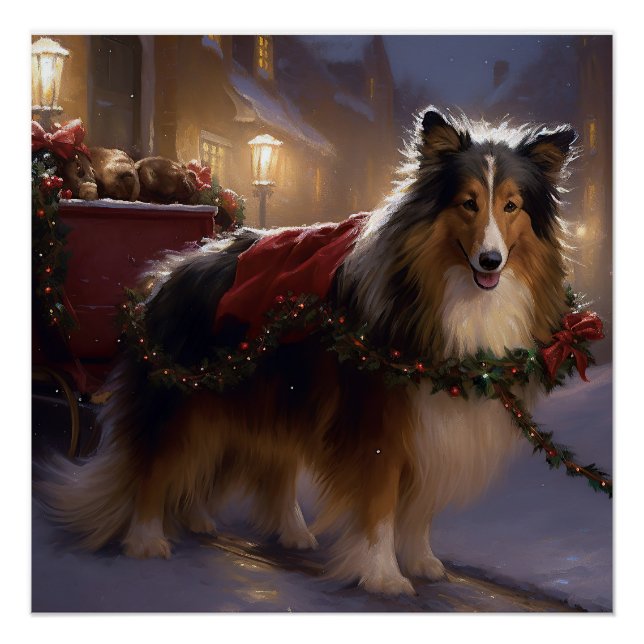 Shetland Sheepdog Weihnachtsfeiertage Poster (Vorderseite)
