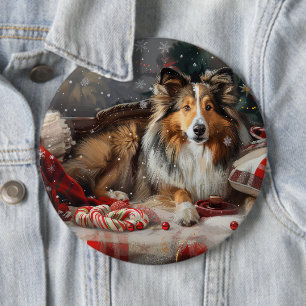 Shetland Sheepdog Weihnachtsfest Button