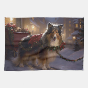 Shetland Sheepdog Weihnachtsfest Saison Geschirrtuch