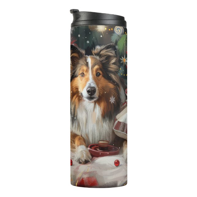 Shetland Sheepdog Weihnachtsfest Thermosbecher (Nach rechts gedreht)