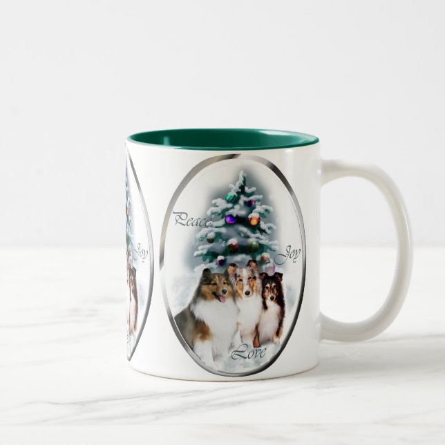 Shetland Sheepdog Weihnachtsgeschenke Zweifarbige Tasse (Rechts)