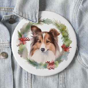 Shetland Sheepdog Weihnachtsmann Button