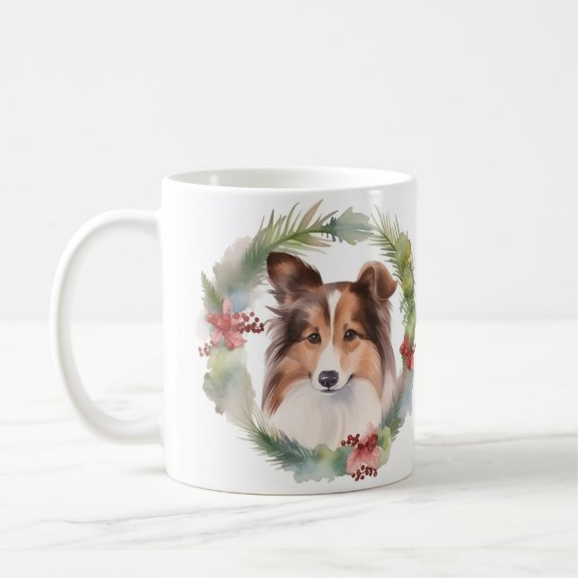 Shetland Sheepdog Weihnachtsmann Kaffeetasse (Links)