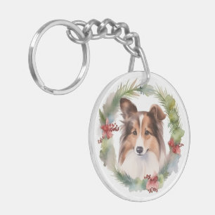 Shetland Sheepdog Weihnachtsmann Schlüsselanhänger