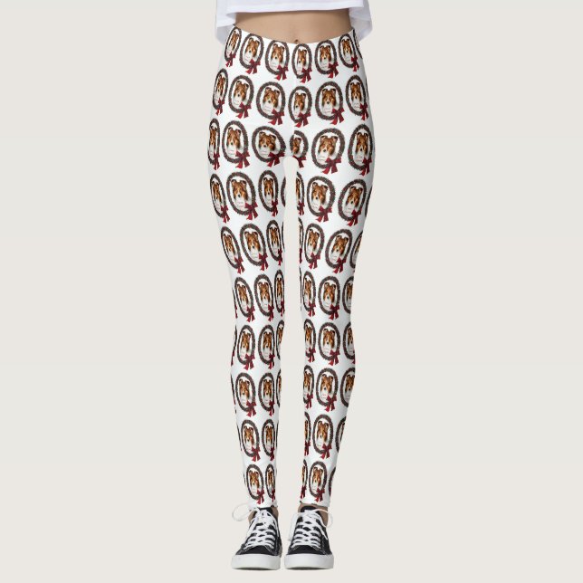 Shetland Sheepdog Weihnachtsschaden Leggings (Vorderseite)