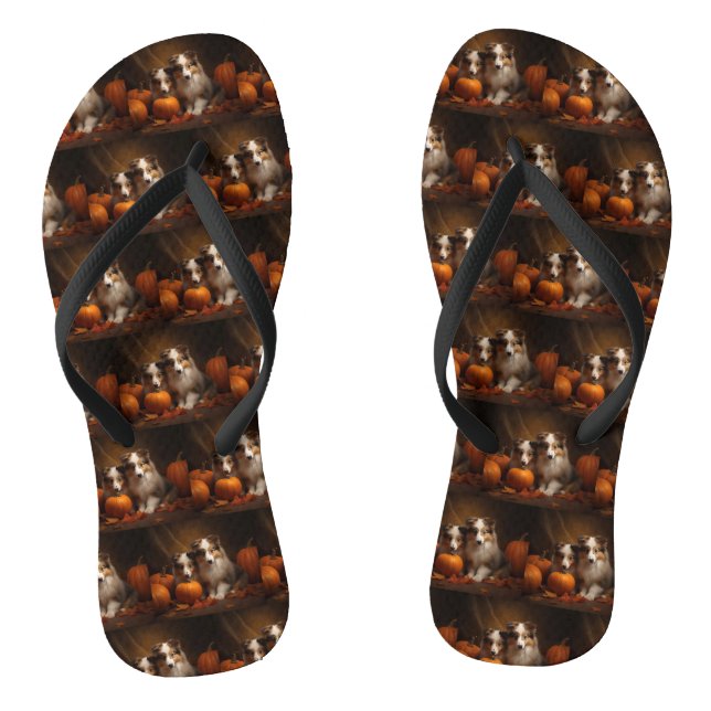 Shetland Sheepdog Welpe Autumn Delight Pumpen Flip Flops (Fußbett)