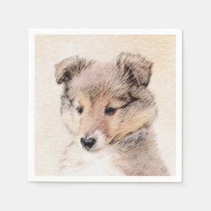Shetland Sheepdog Welpenmalerei Original Hundekuns Serviette