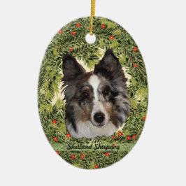 Shetland Sheepdog Wreath Keramikornament